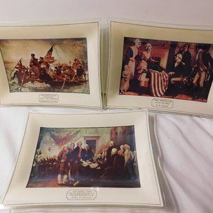 Houze Art Patriotic Glass Trays Declaration Independence, Washington, Old Glory